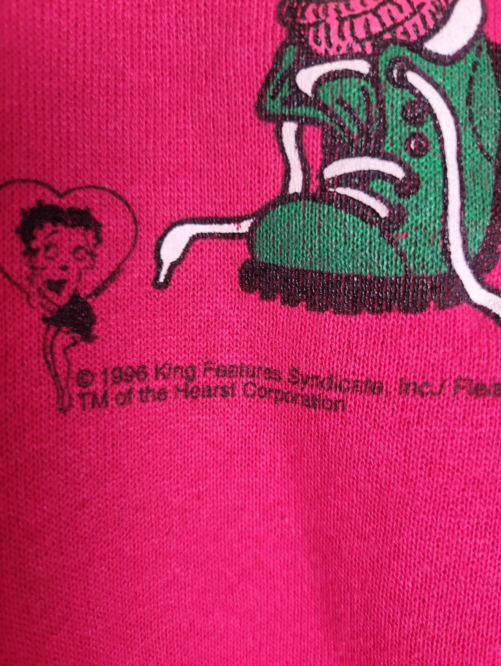 Vintage 90's Betty Boop Ross International Crewneck Sweatshirt Pink Size L Read - Picture 3 of 8